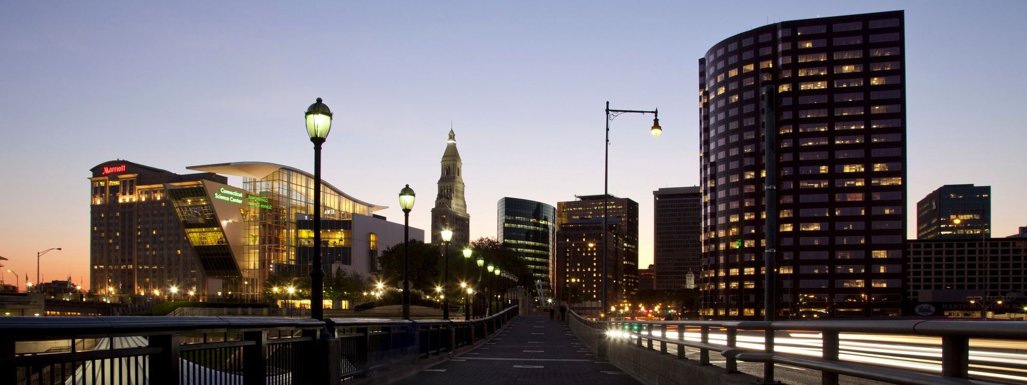 Hartford, Connecticut skyline at dusk