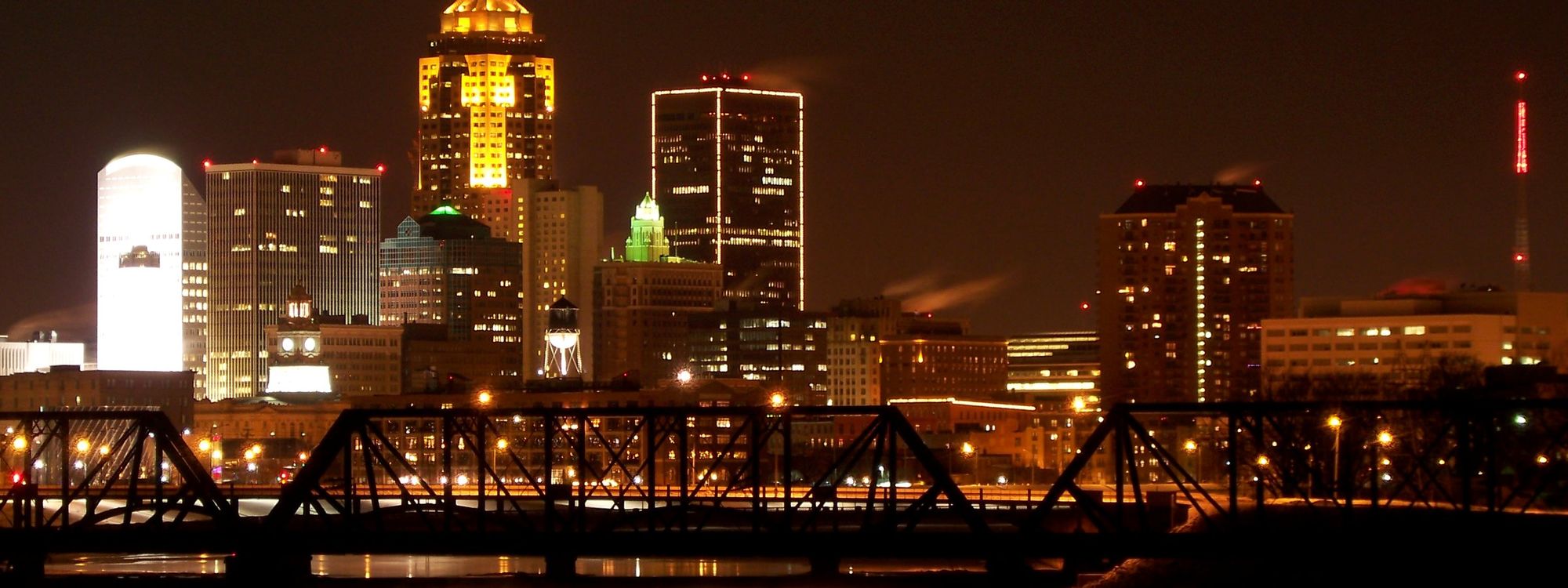 Des Moines skyline after dark