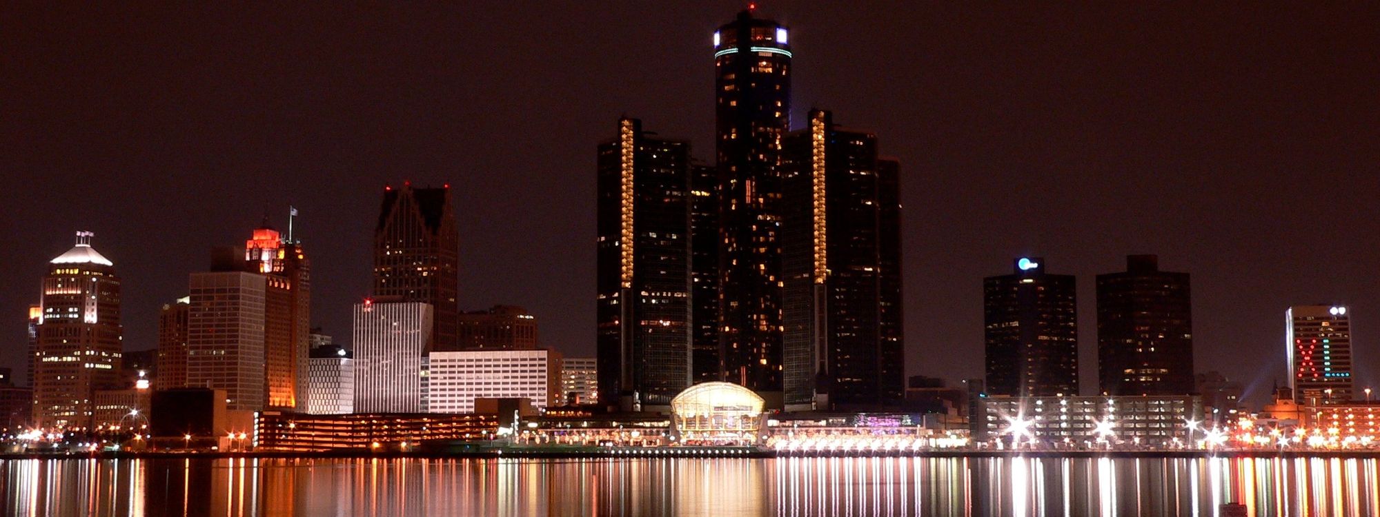Detroit skyline at night
