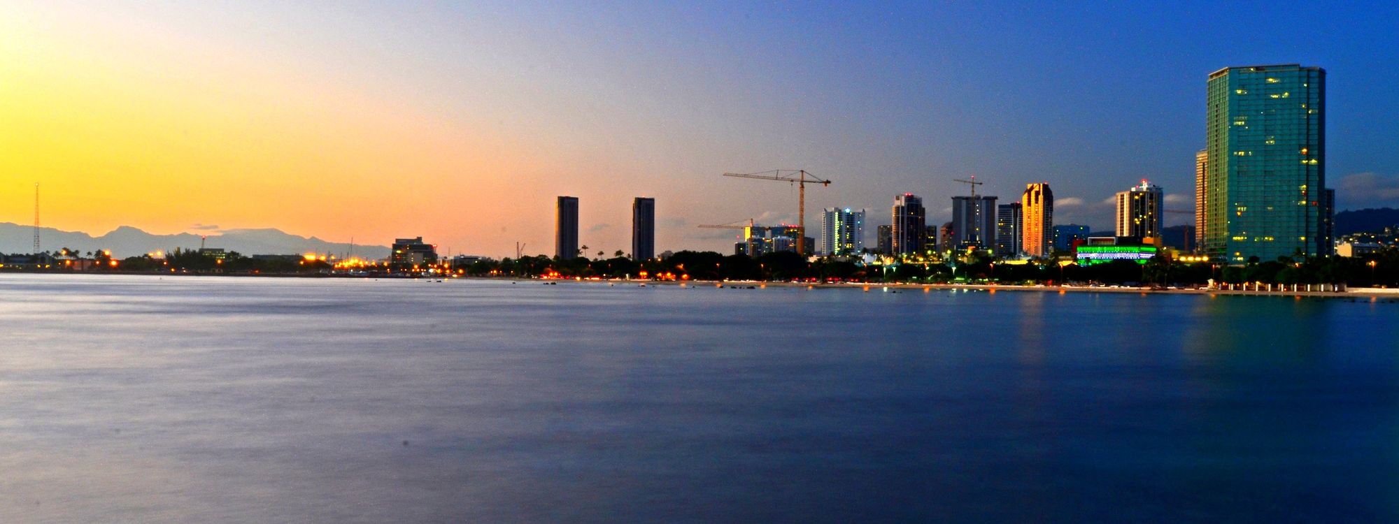 Downtown Honolulu at dusk